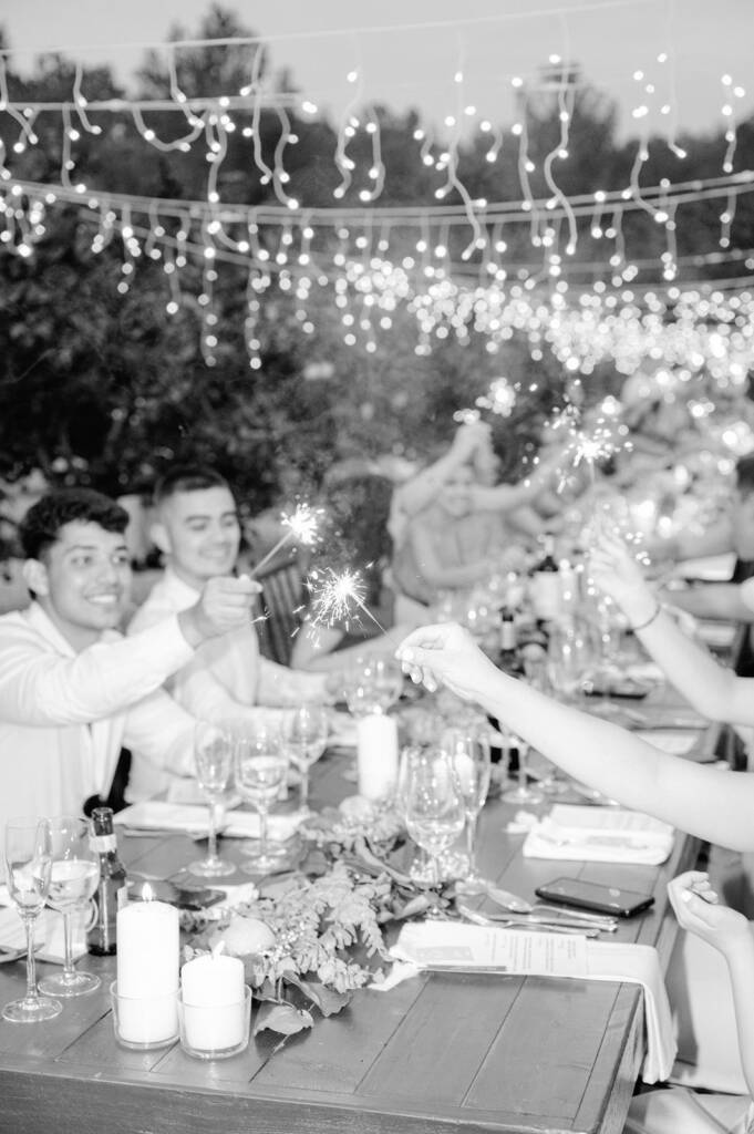 Bengalas en el banquete de una boda en Ibiza