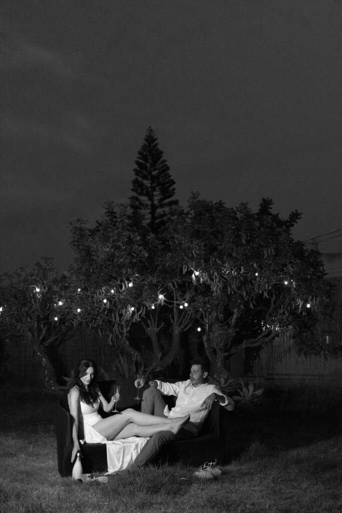 Preboda de noche en un jardín de Ibiza